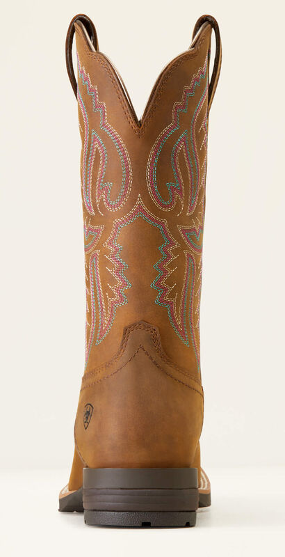 Hybrid Ranchwork Wide Square Toe Western Boot Heel